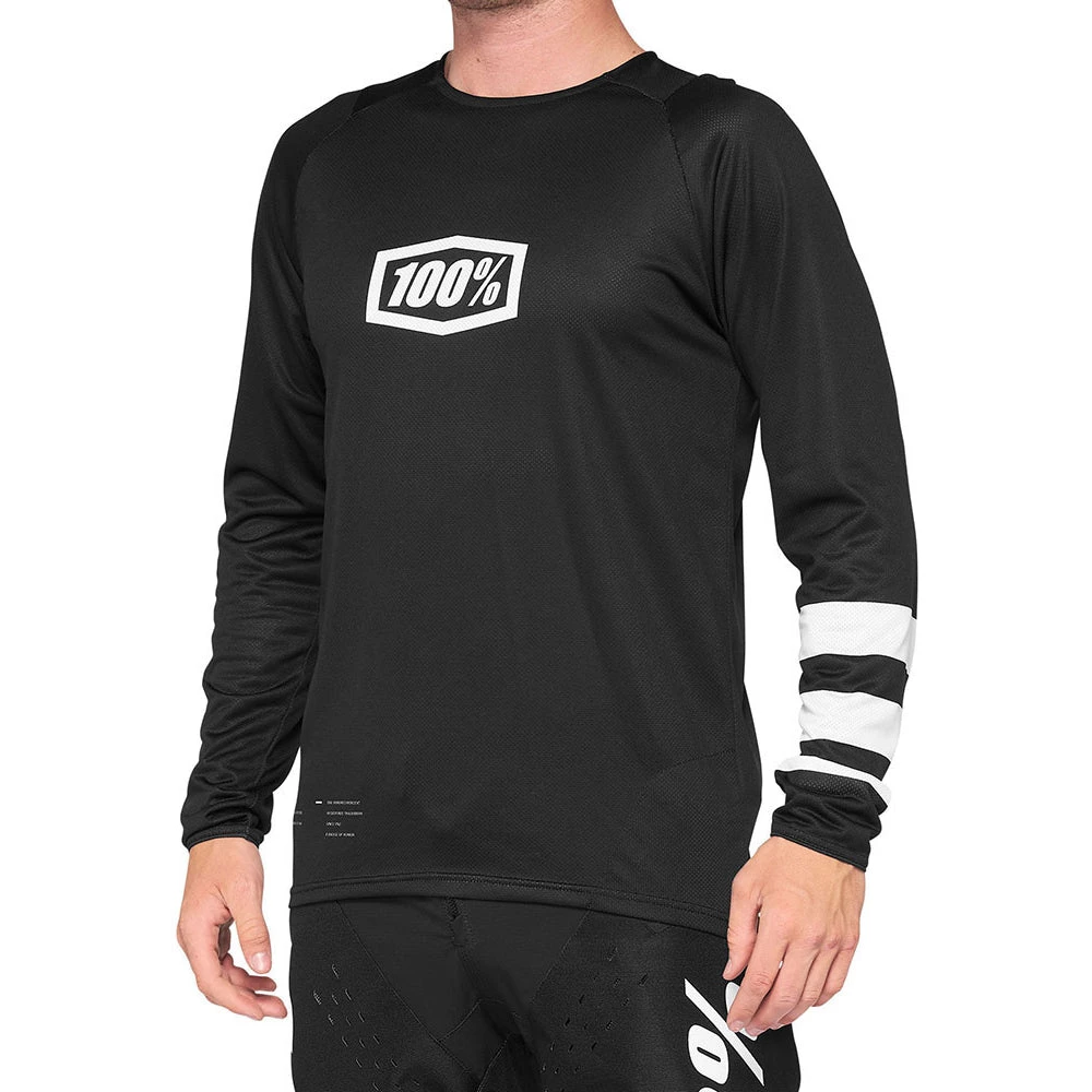 Shop 2nd D1 - 100 Percent R-Core DH Youth Long Sleeve Jersey - Youth L - Black - White - 2021 1 Shop 2nd D1 - 100 Percent R-Core DH Youth Long Sleeve Jersey - Youth L - Black - White - 2021